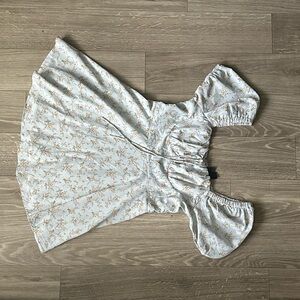 Windsor Blue Ruched Sundress with Puff Sleeves